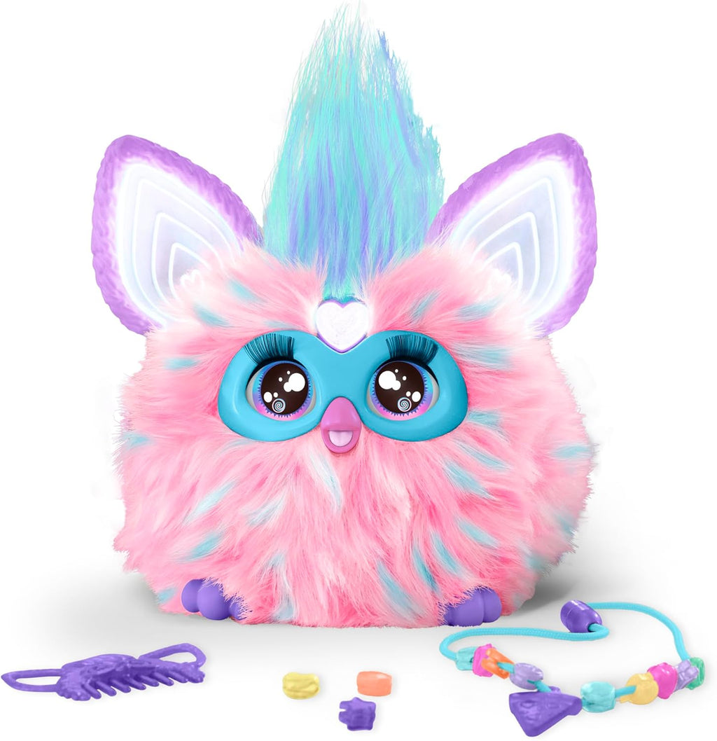 Furby Cotton Candy, 15 Fashion Accessories, Interactive Plush Toys for 6 Year Old Girls & Boys & Up, Voice Activated Animatronic, Pink & Blue (Amazon Exclusive)