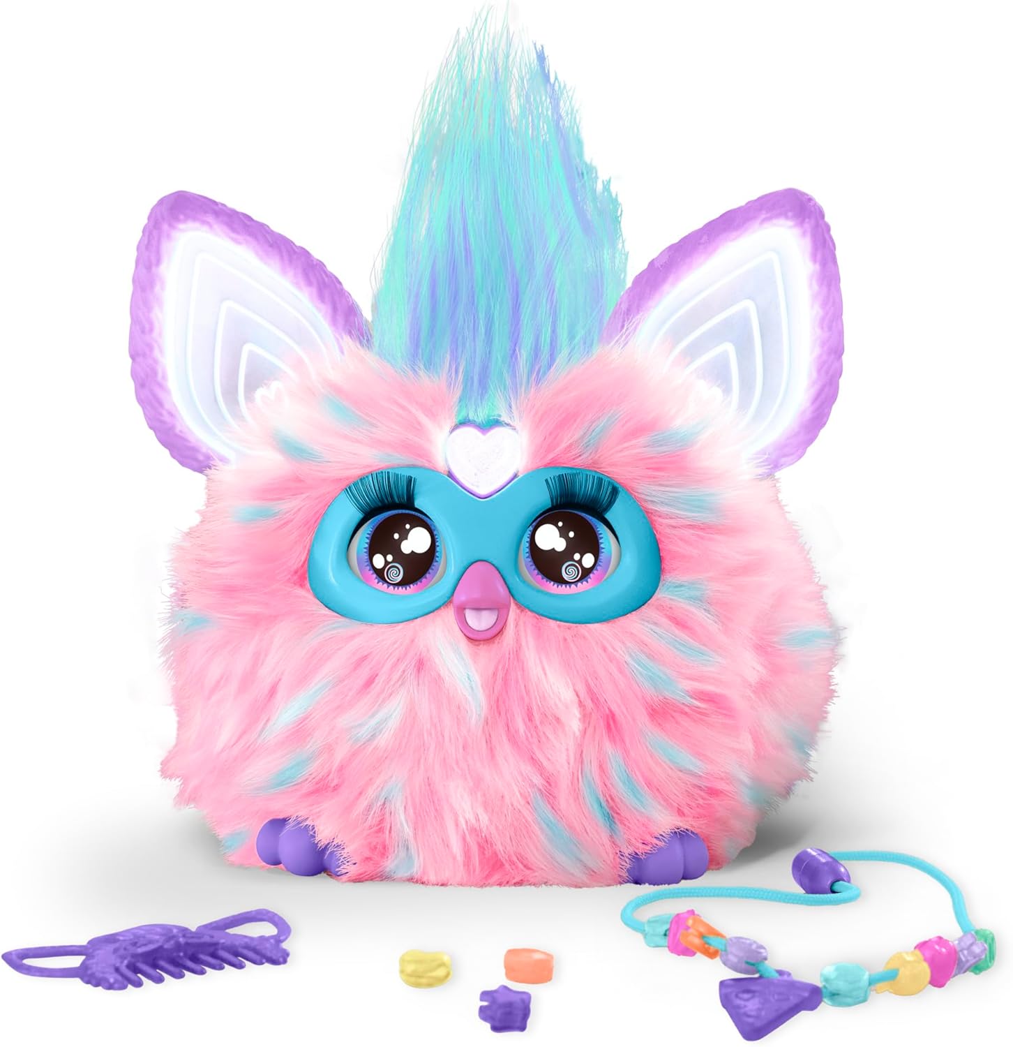 Furby Cotton Candy, 15 Fashion Accessories, Interactive Plush Toys for 6 Year Old Girls & Boys & Up, Voice Activated Animatronic, Pink & Blue (Amazon Exclusive)