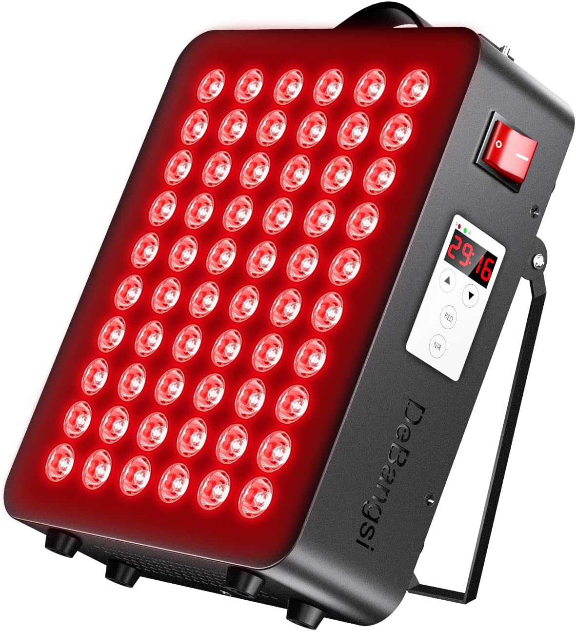 Red Light Therapy, Dual Chip Clinical Grade with 60 LEDs Device, High Power Near-Infrared Panels at 660nm/850nm, Timer Function for Body, Pain Relief, Face, Improve Sleep, Skin Health, (Black)