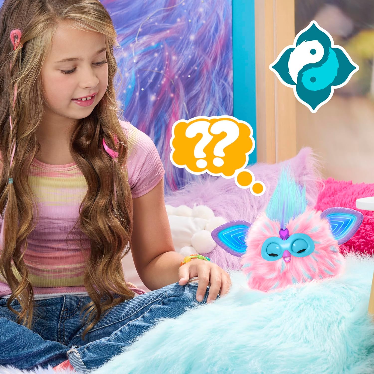 Furby Cotton Candy, 15 Fashion Accessories, Interactive Plush Toys for 6 Year Old Girls & Boys & Up, Voice Activated Animatronic, Pink & Blue (Amazon Exclusive)