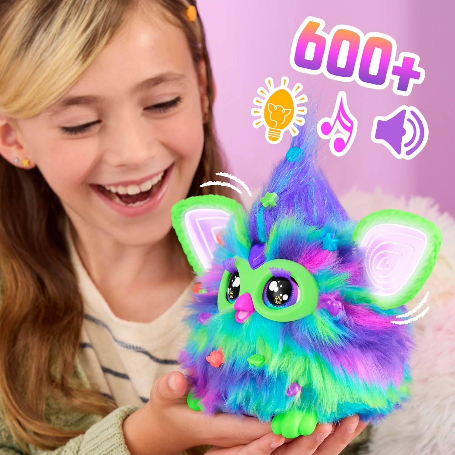 Furby Galaxy Edition, Glow in The Dark, 15 Fashion Accessories, Interactive Plush Toys for 6 Year Old Girls & Boys & Up, Voice Activated Animatronic (Amazon Exclusive)