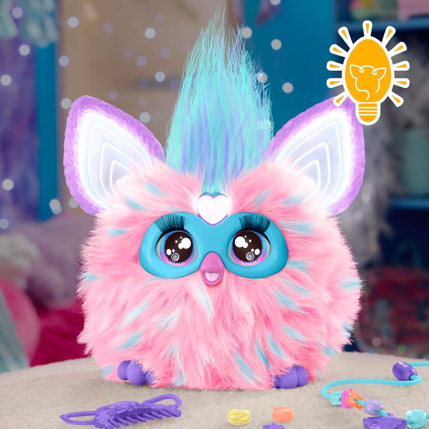 Furby Cotton Candy, 15 Fashion Accessories, Interactive Plush Toys for 6 Year Old Girls & Boys & Up, Voice Activated Animatronic, Pink & Blue (Amazon Exclusive)