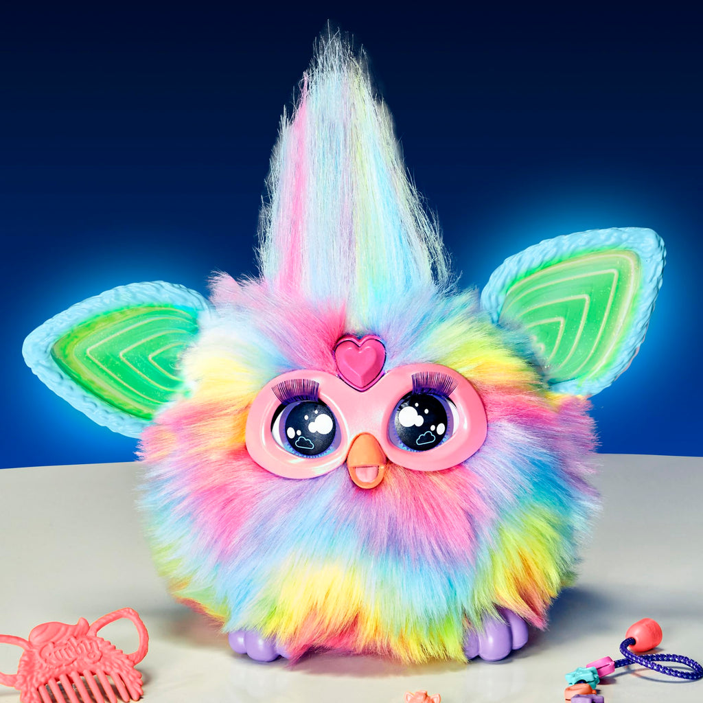 Furby Purple, 15 Fashion Accessories, Interactive Plush Toys for 6 Year Old Girls & Boys & Up, Voice Activated Animatronic