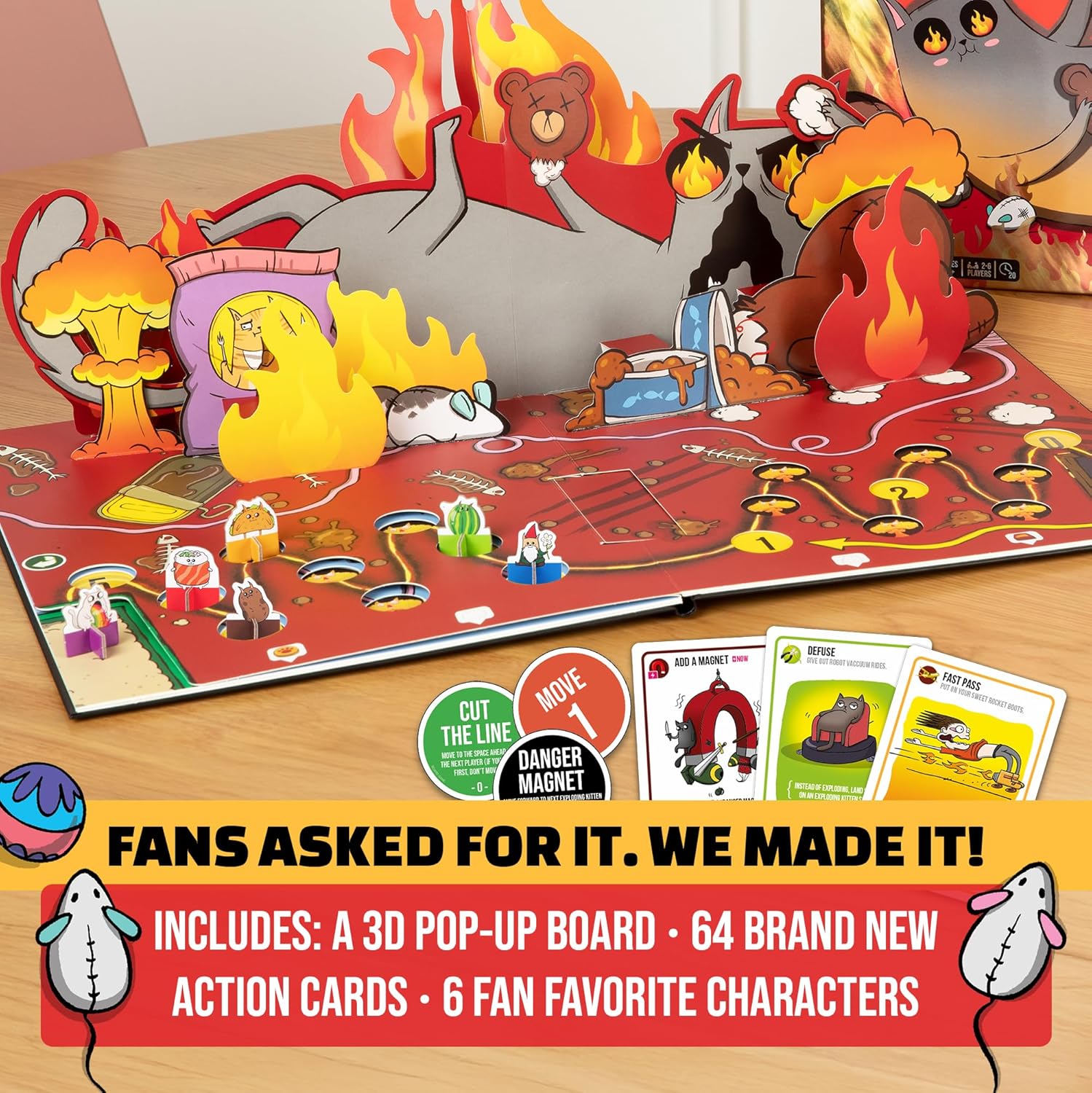 Exploding Kittens: The Board Game - The Action Packed Party Game to Celebrate 10th Birthday - 2-6 Players Aged 7+ - Great for Adults, Teens, Collectors, Kids