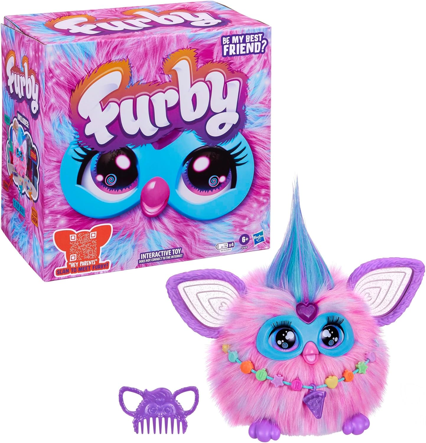 Furby Cotton Candy, 15 Fashion Accessories, Interactive Plush Toys for 6 Year Old Girls & Boys & Up, Voice Activated Animatronic, Pink & Blue (Amazon Exclusive)