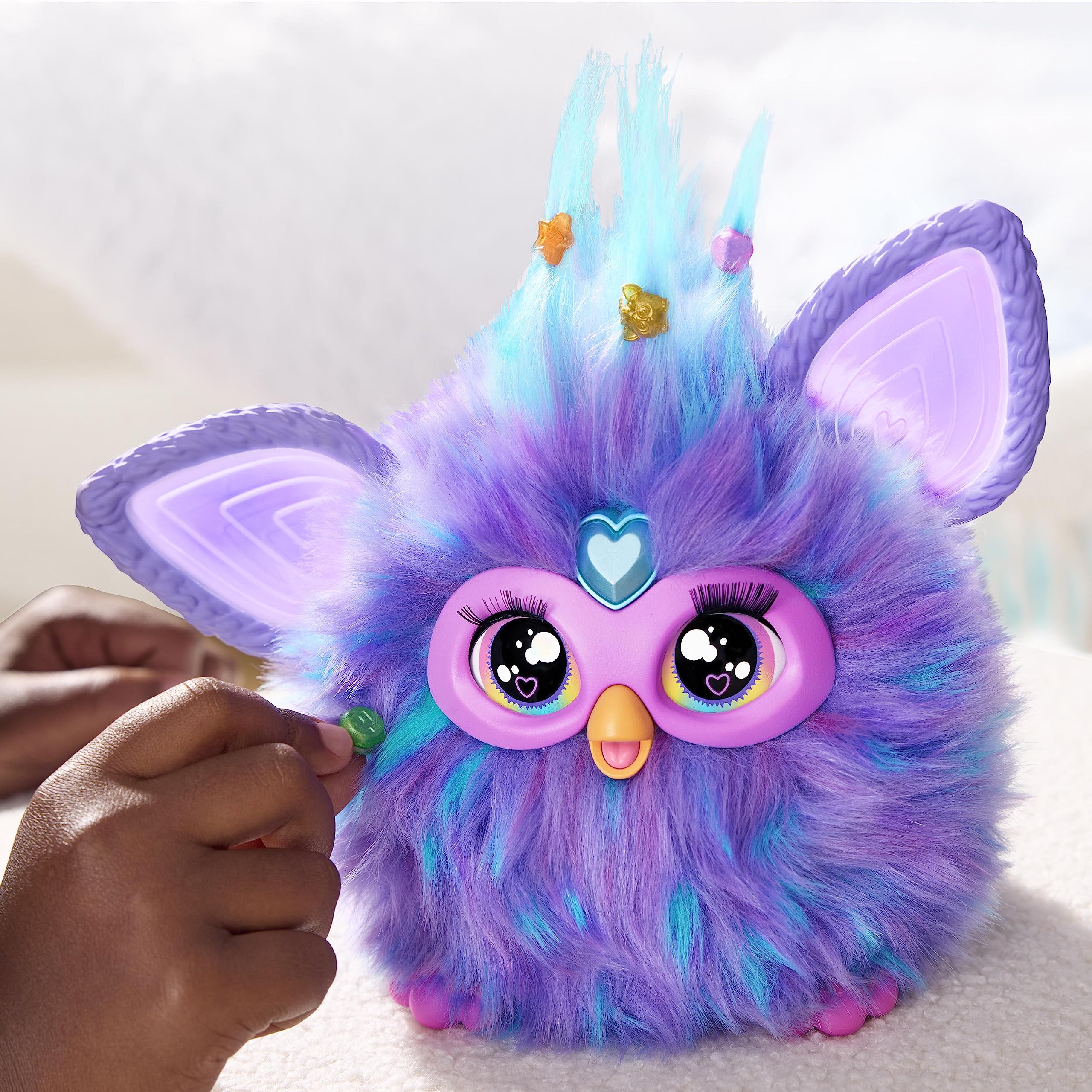 Furby Purple, 15 Fashion Accessories, Interactive Plush Toys for 6 Year Old Girls & Boys & Up, Voice Activated Animatronic