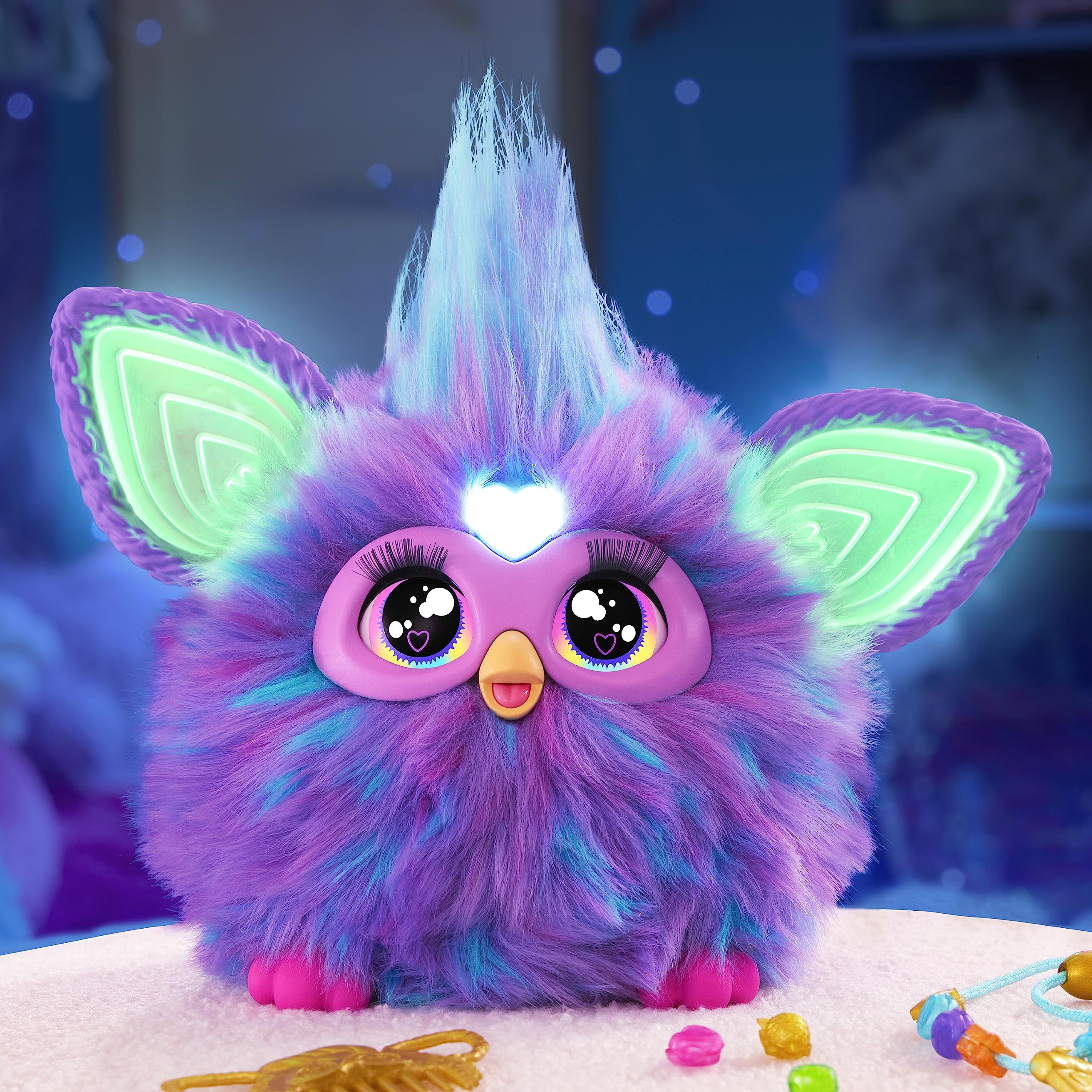 Furby Purple, 15 Fashion Accessories, Interactive Plush Toys for 6 Year Old Girls & Boys & Up, Voice Activated Animatronic