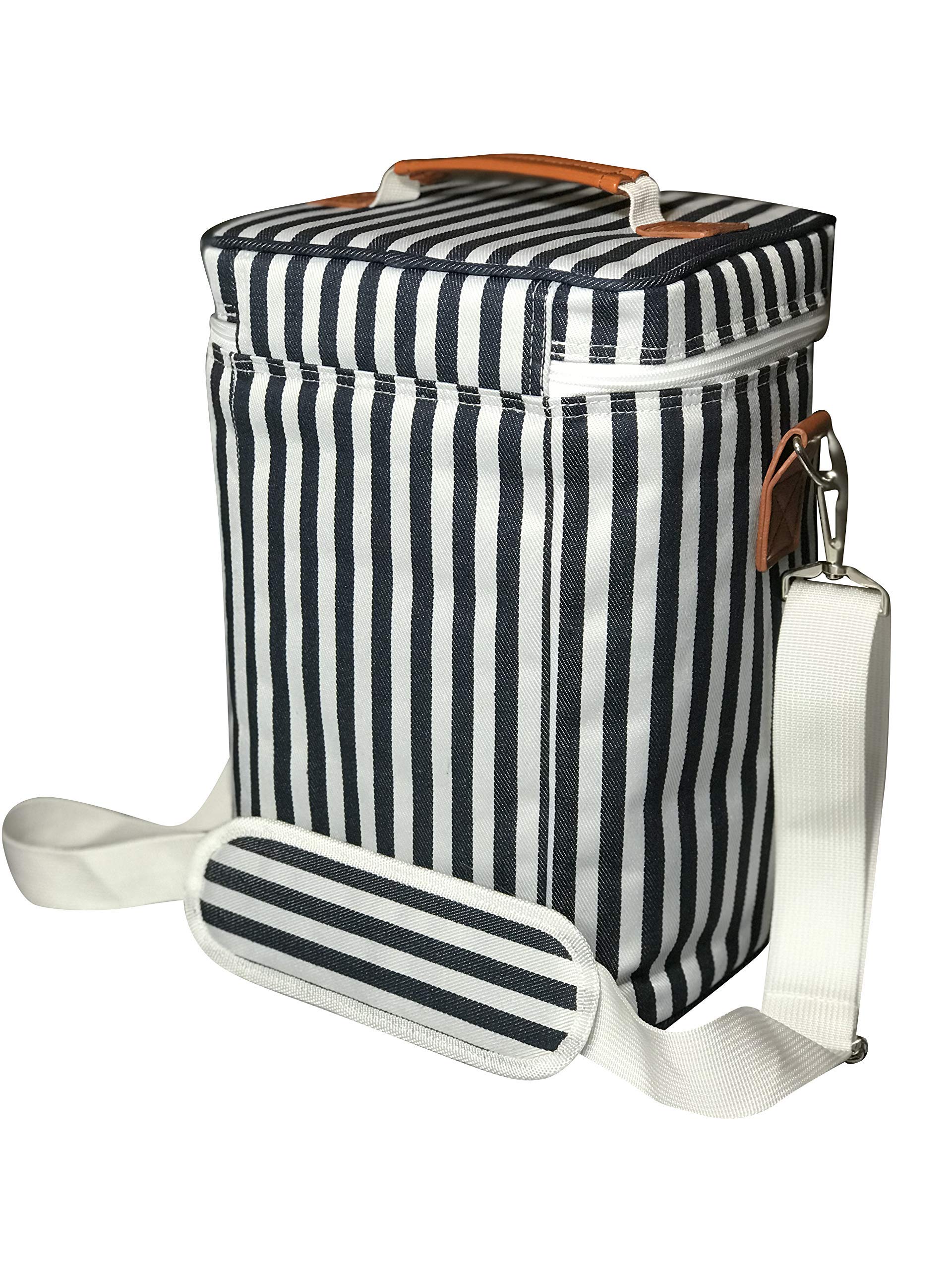 Insulated Wine Tote Bag Wine Bottle Carrier 4 Bottle Capacity Cooler Bag for Outdoor Camping Great Wine Lover Gift with Handle and Adjustable Shoulder Strap (Gray)