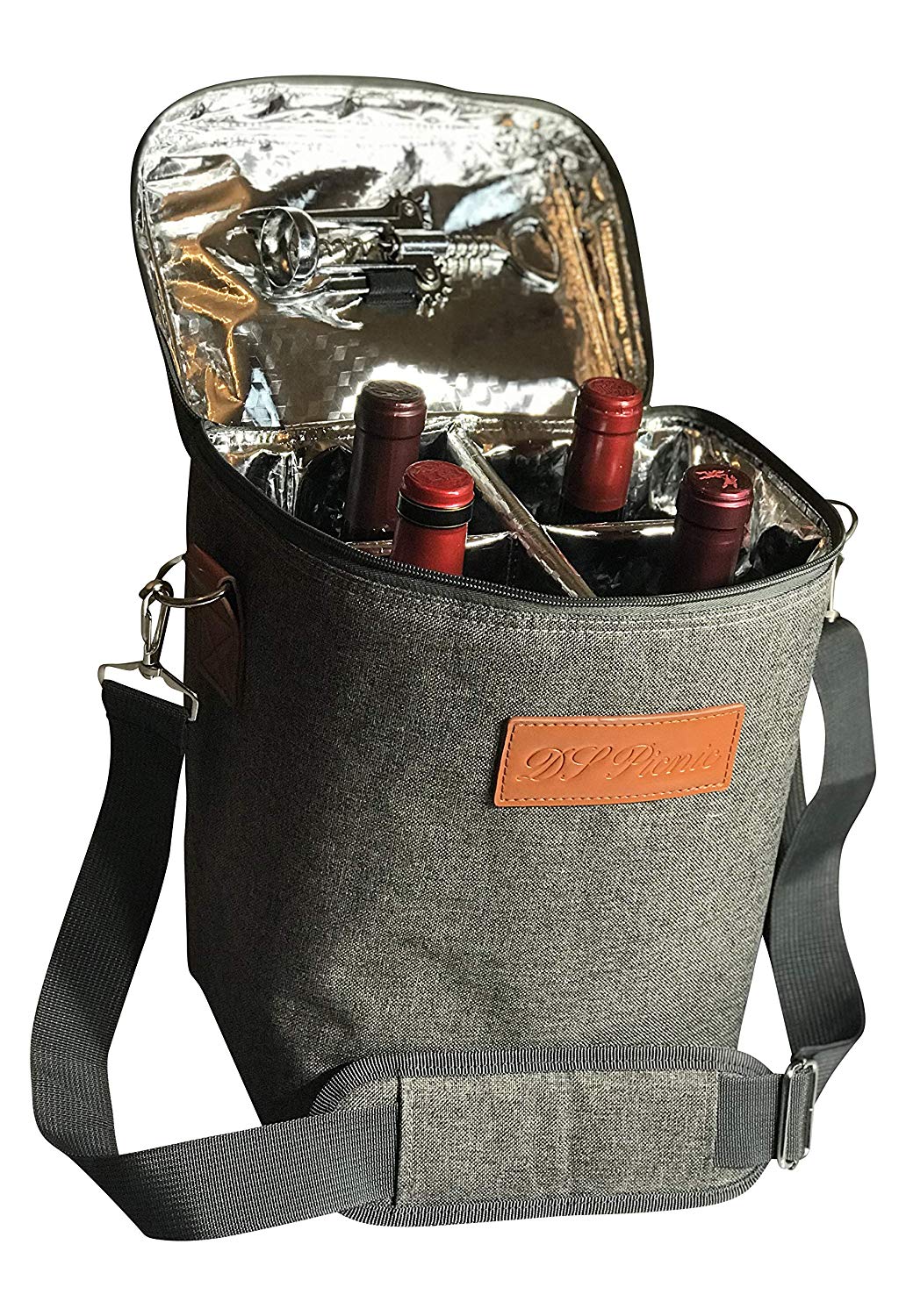 Insulated Wine Gift carrier Tote - Travel Padded 2 Bottle Wine/Champagne  Cooler Bag with Handle and Adjustable Shoulder Strap, Great Wine Lover  Gift