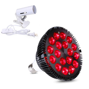 Red Light Therapy lamp with Socket, 54 W 18 LED Combo Deep Red 660 and Near Infrared 850nm Bulbs for Skin, Pain Relief, and Blood Circulation Improvement