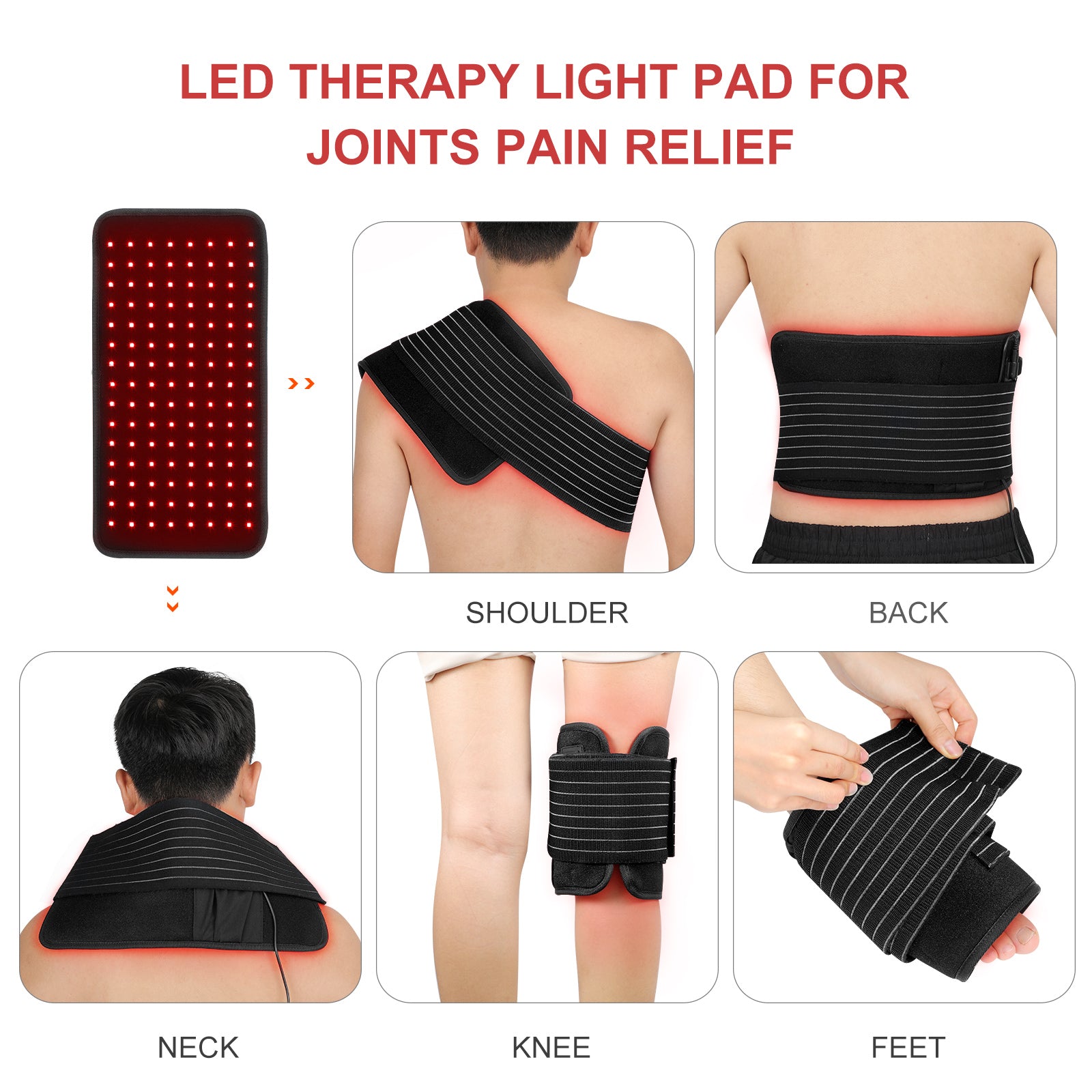 Red Light Therapy Belt Device, 660nm Red Light and 850nm Near Infrared Light Large wrap pad for Skin, Pain Relief & Blood Circulation Improvement
