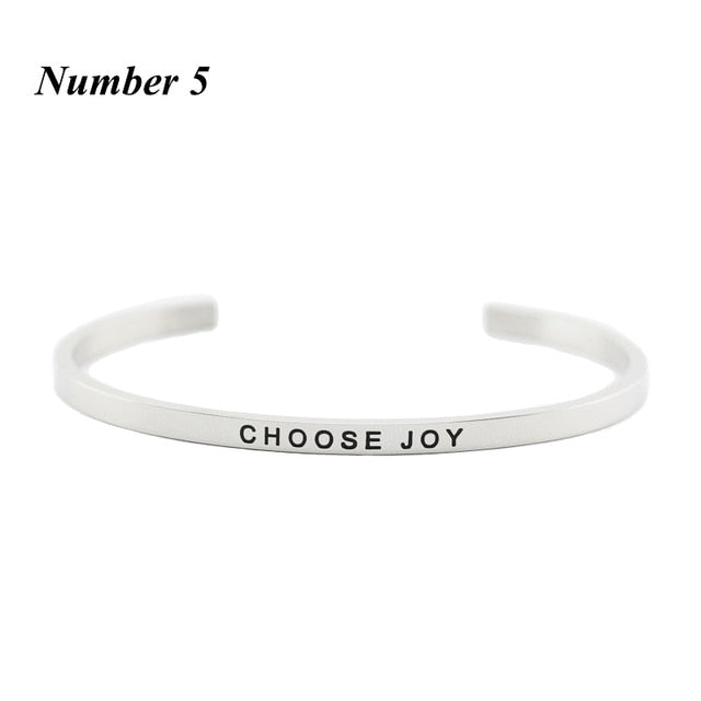 Mantra Bracelet. Bangle 316L Stainless Steel Engraved Cuff Bracelets Inspirational Positive Quote Cuff for women