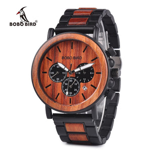 BOBO BIRD Wooden Men Watches Relogio Masculino Top Brand Luxury Stylish Chronograph Military Watch A Great Gift for Male OEM