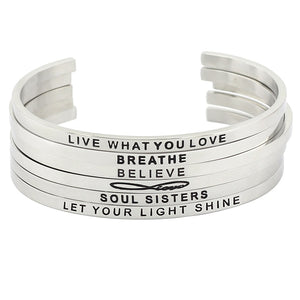 Mantra Stainless Steel Love Cuff bracelets Bangle Inspirational Quote Mantra Bangles Opened for women